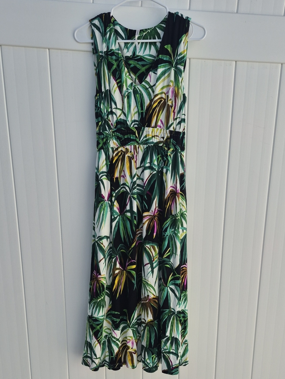 Soma Tropical Green Leaf Pattern Dress Sz S